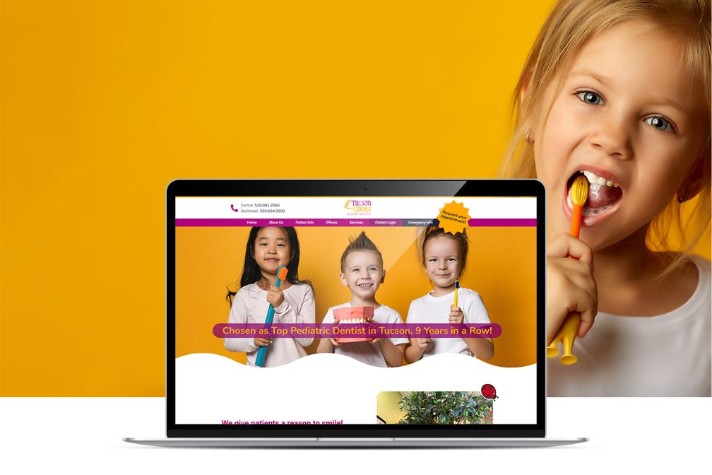 tucson smiles homepage displayed on a laptop